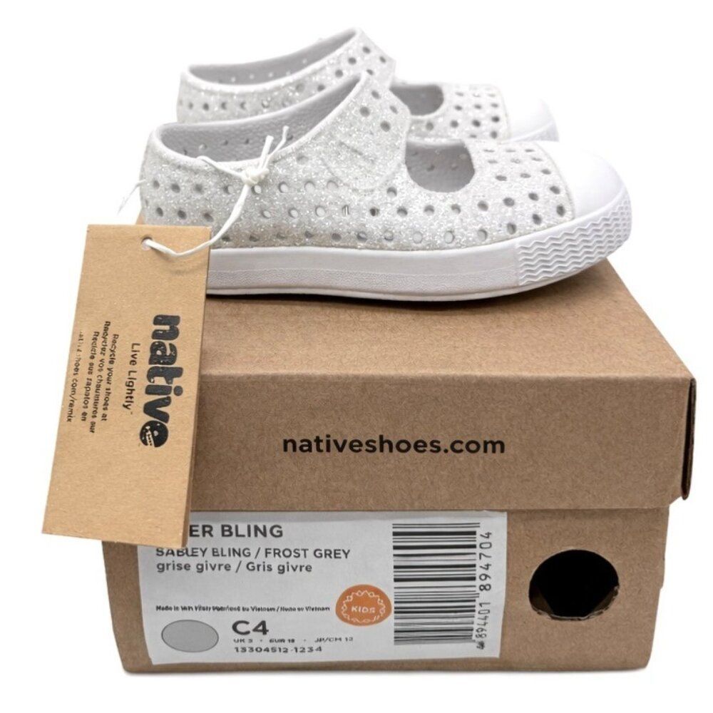 Native Juniper Bling Toddler Mary Jane Slip-on Water Shoes Frost Grey Bling C4